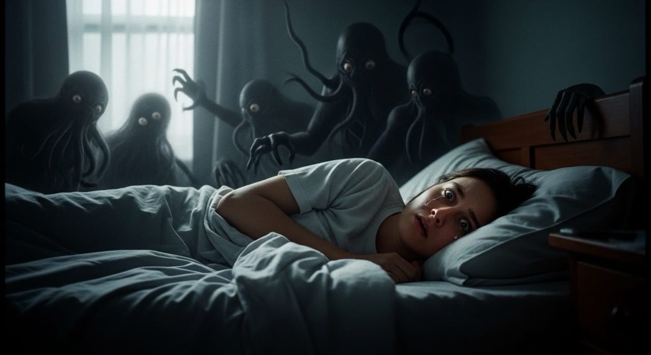 Parálisis del sueño y sombras de terror cósmico inspiradas en Lovecraft.