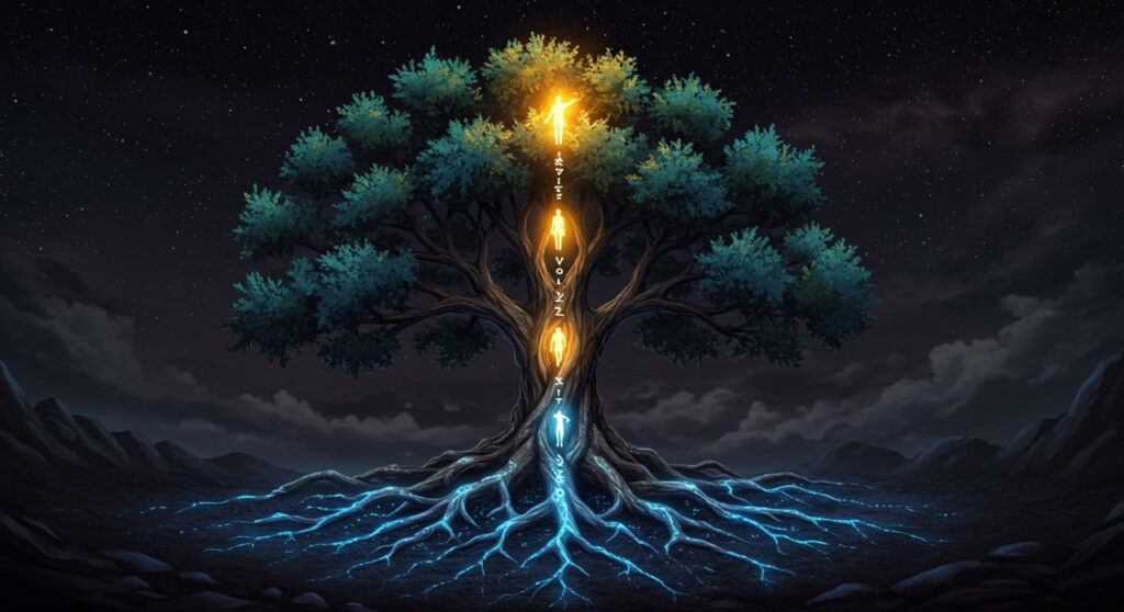 Tu existencia es un milagro: ¿más improbable que ganar la lotería? 4 Un árbol genealógico ancestral que muestra la cadena ininterrumpida de antepasados, una prueba de que tu existencia es un milagro.