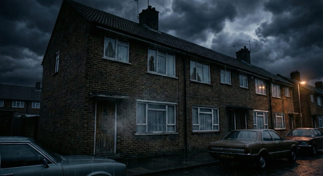Fachada de la casa del Poltergeist de Enfield en Green Street Londres 1977.