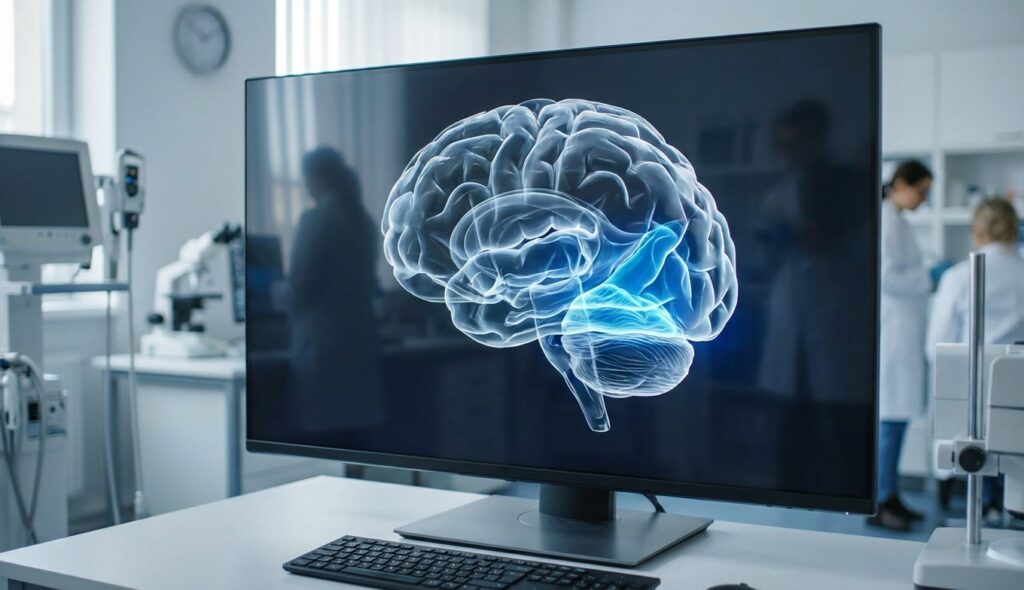 Ilustración del cerebro humano destacando el área fusiforme