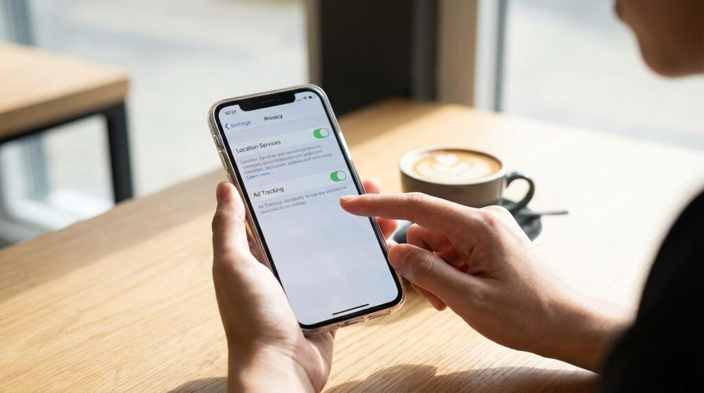 ¿Tu smartphone te escucha? La verdad tras el mito 6 Persona ajustando la configuración de privacidad en su teléfono