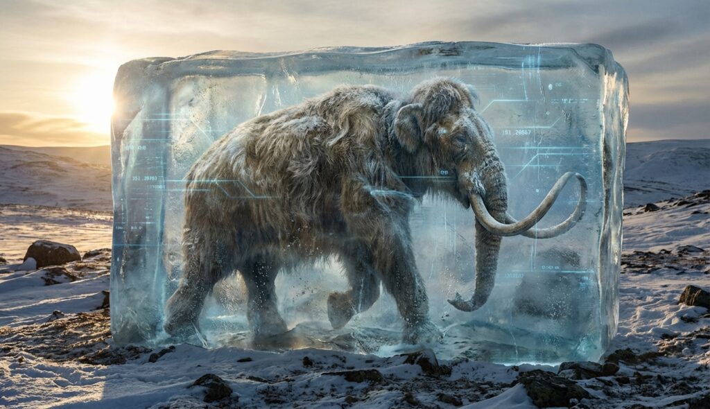 Mamut congelado representando la durabilidad del ADN