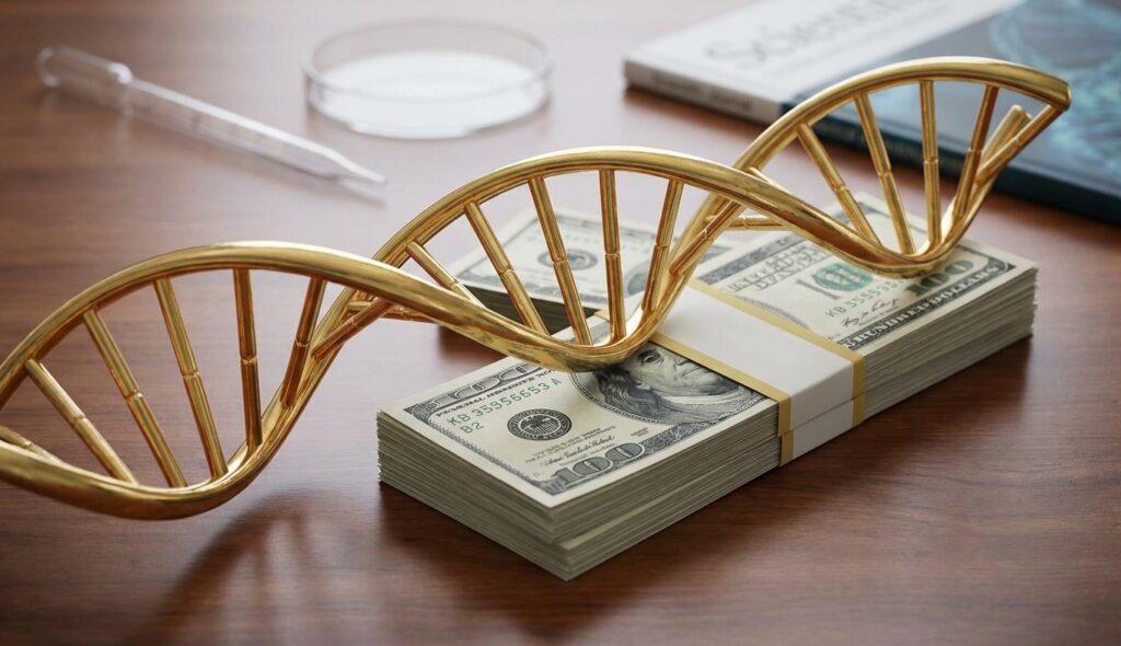 Representación del alto costo de la síntesis de ADN