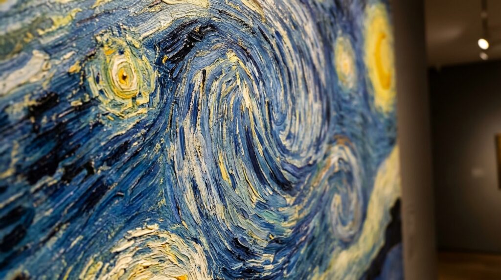 Detalle de las pinceladas de La noche estrellada