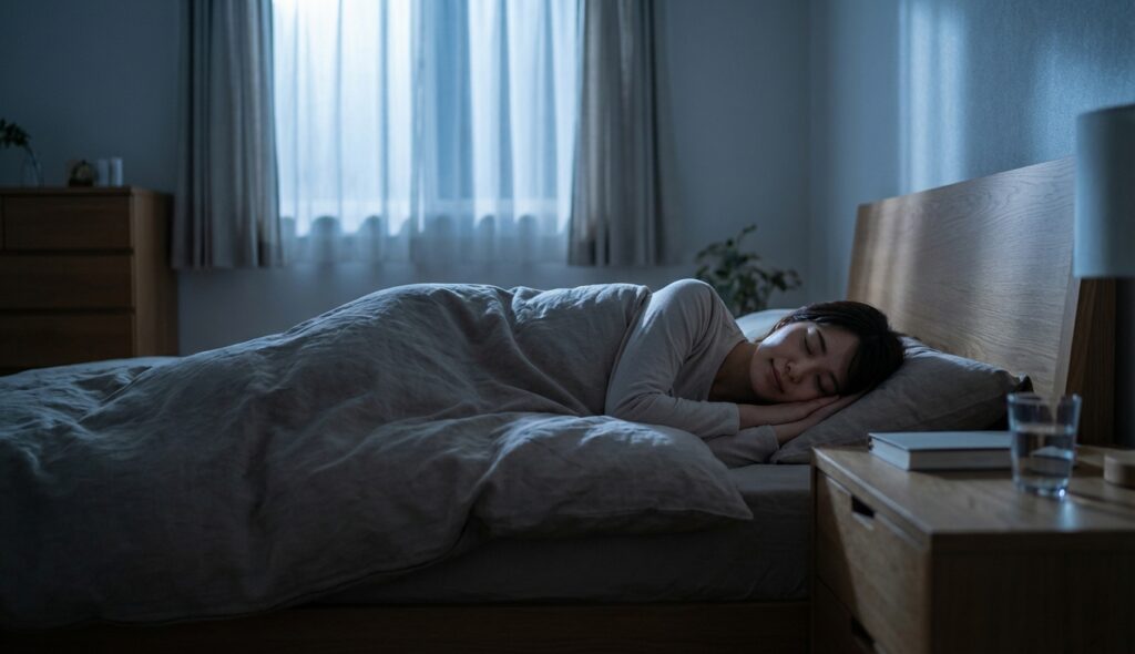 Persona durmiendo plácidamente para descansar el cerebro