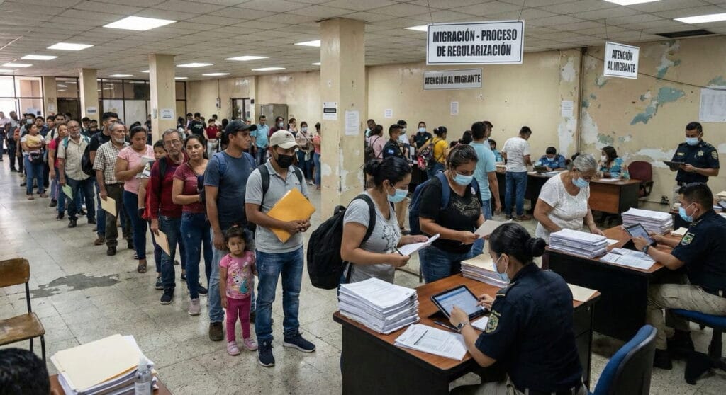 Oficina gubernamental donde la migración venezolana realiza trámites de regularización