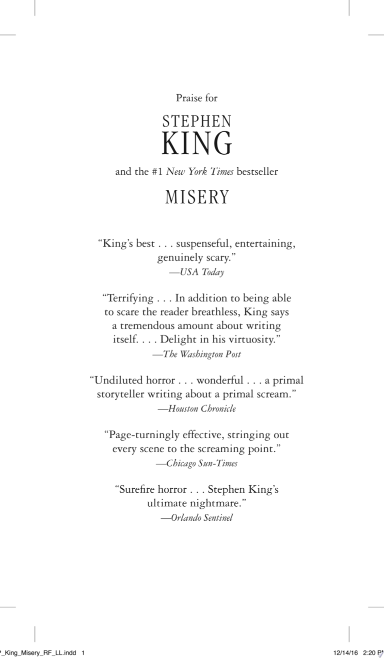 Portada del libro Misery de Stephen King