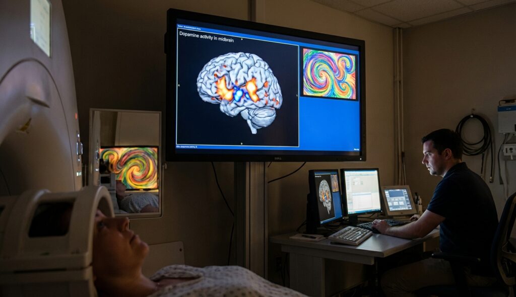 Neuroestética del arte: ¿Por qué nos gusta tanto? 4 Visualización de escaneo cerebral mostrando liberación de dopamina ante el arte