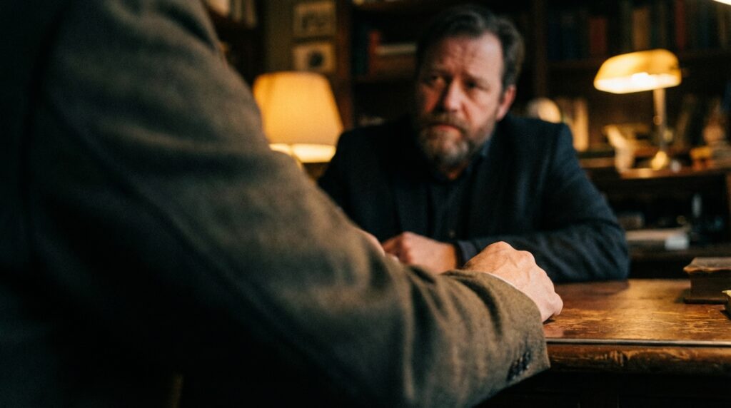 Retrato cinematográfico de un hombre con barba