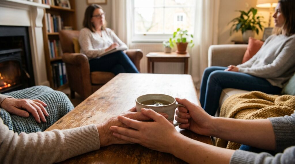Sesión de terapia en un ambiente acogedor