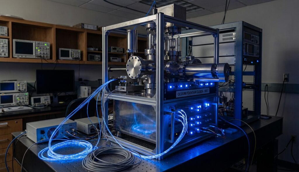 Percepción del tiempo: cómo el reloj cambió nuestra vida 6 Reloj atómico de alta precisión en un laboratorio