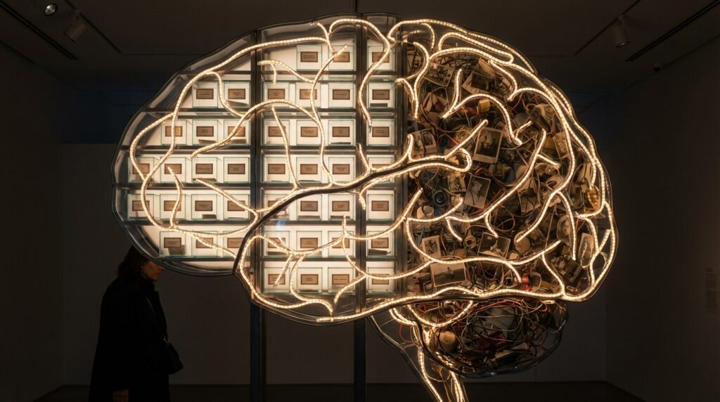 Representación conceptual de la memoria humana y conexiones neuronales