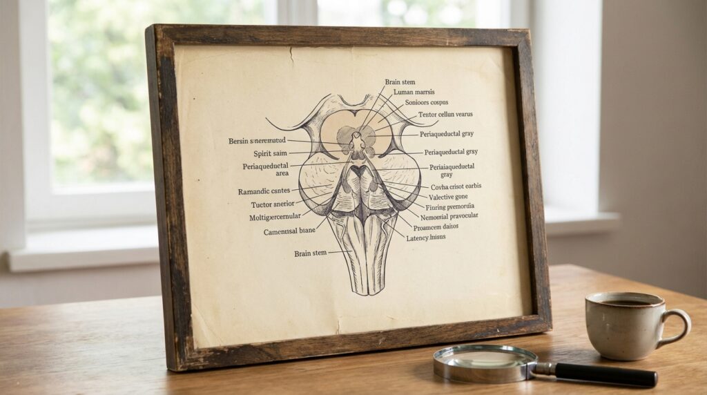 Diagrama de la sustancia gris periacueductal en el cerebro humano