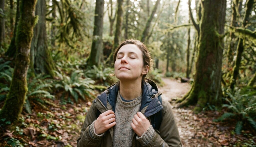 Persona recuperando la calma tras una situación de miedo
