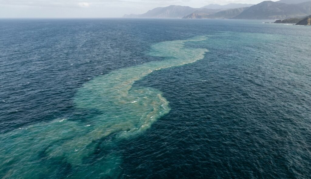 Corrientes marinas clima global: El motor del planeta 2 Corriente cálida moviéndose a través del océano azul profundo.