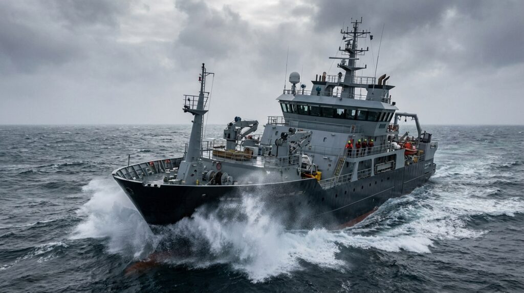 Corrientes marinas clima global: El motor del planeta 7 Barco de investigación oceanográfica en el Atlántico Norte