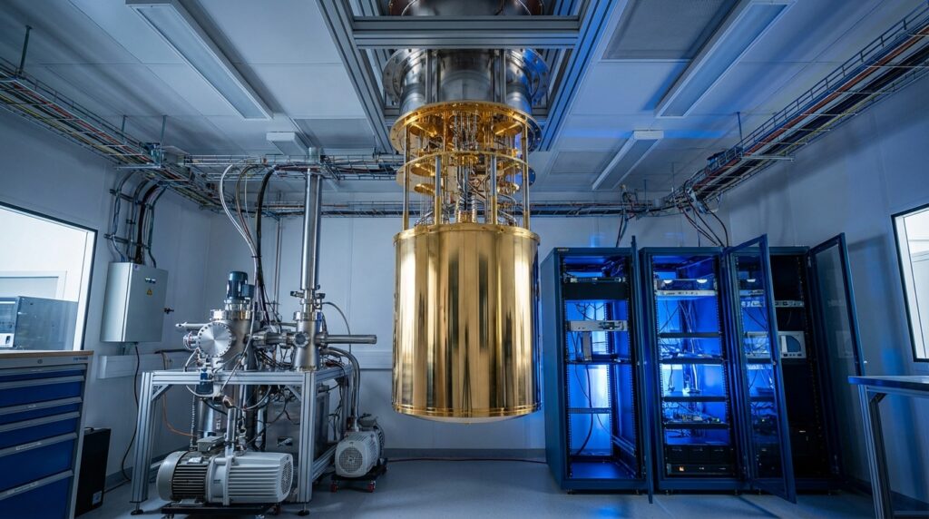 Código binario: por qué sigue siendo la base tecnológica 6 Computadora cuántica en un laboratorio de alta tecnología