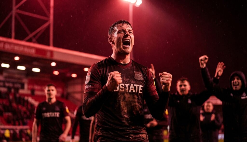 Historia de la Champions League: del papel al éxito mundial 5 Jugador celebrando con intensidad en un estadio lleno de luces rojas