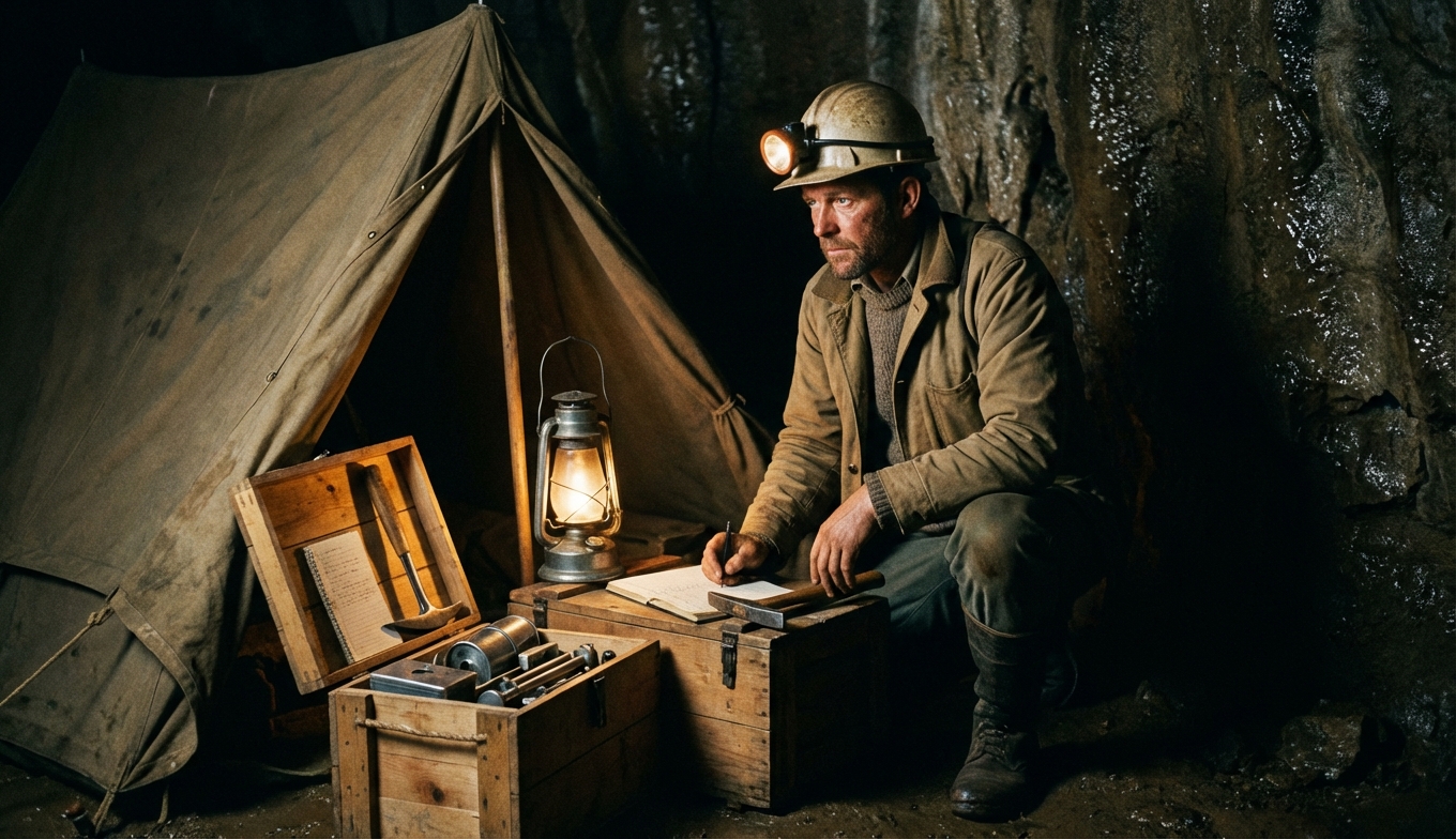 Michel Siffre en su experimento de aislamiento en la cueva