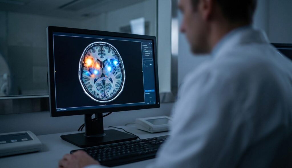 Escaneo cerebral mostrando áreas activas durante la lectura