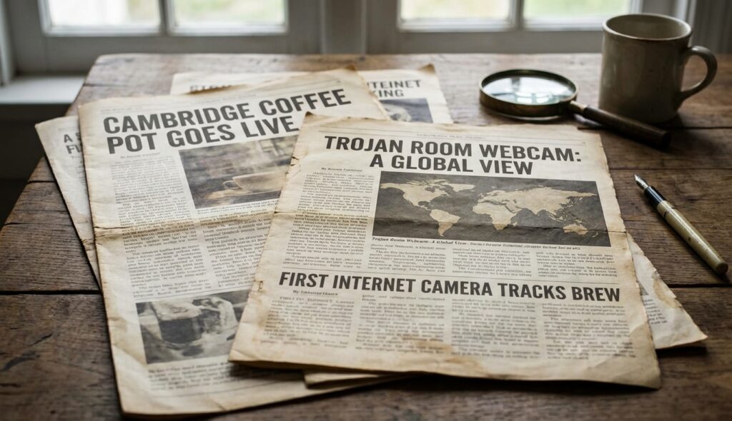 Historia de la cámara web: el café que cambió todo 5 Recortes de prensa antiguos sobre la cafetera de Cambridge