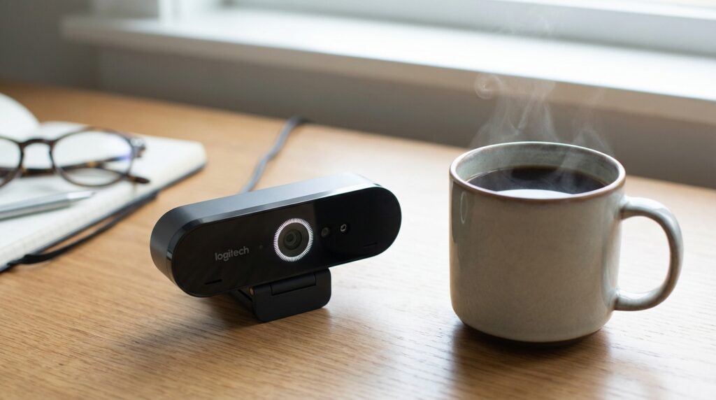 Historia de la cámara web: el café que cambió todo 7 Cámara web moderna junto a una taza de café