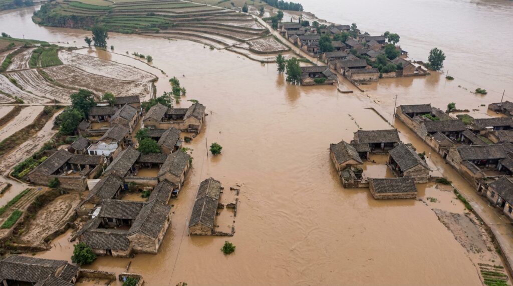 Inundación masiva del Río Amarillo en China