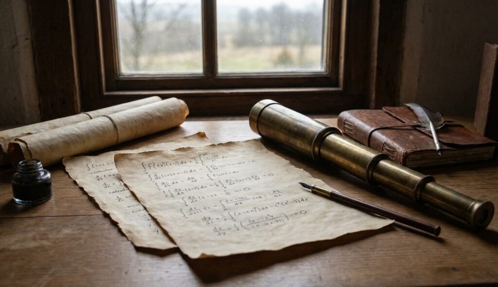 Fórmulas de cálculo de Newton y un telescopio antiguo