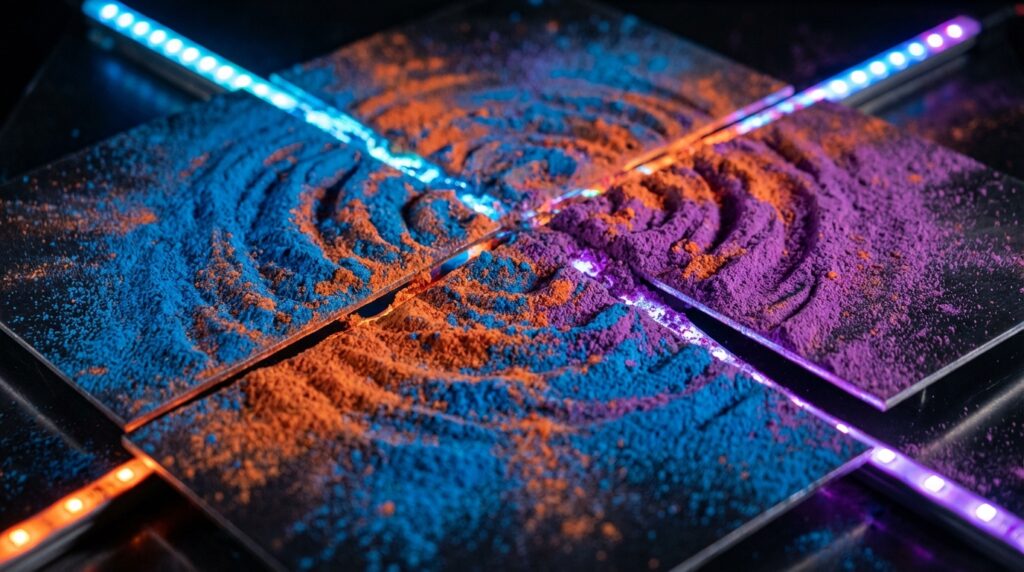 Representación visual de ondas sonoras chocando en disonancia