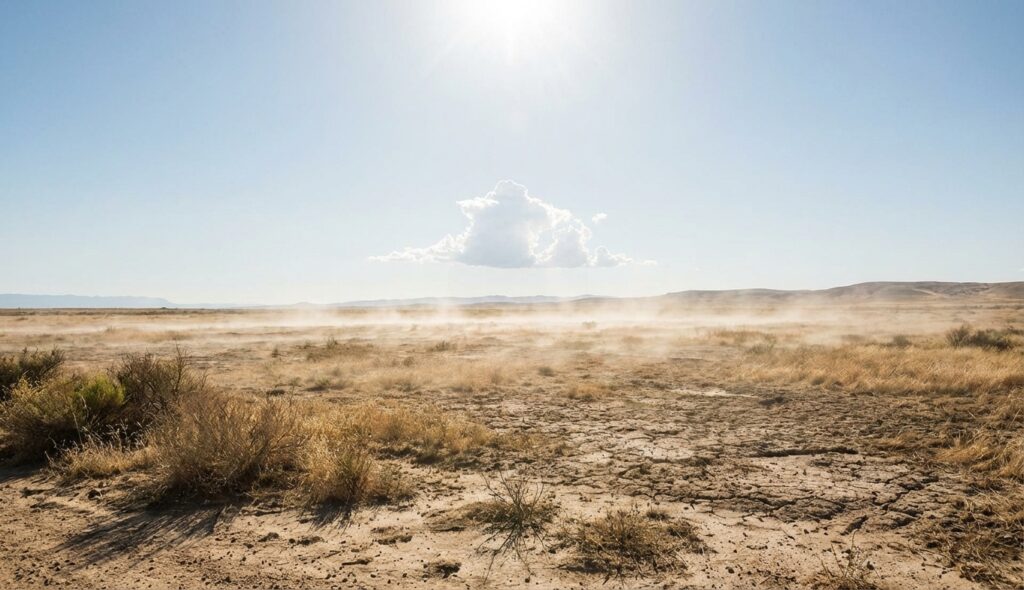 Corrientes de aire caliente ascendiendo desde el suelo hacia las nubes