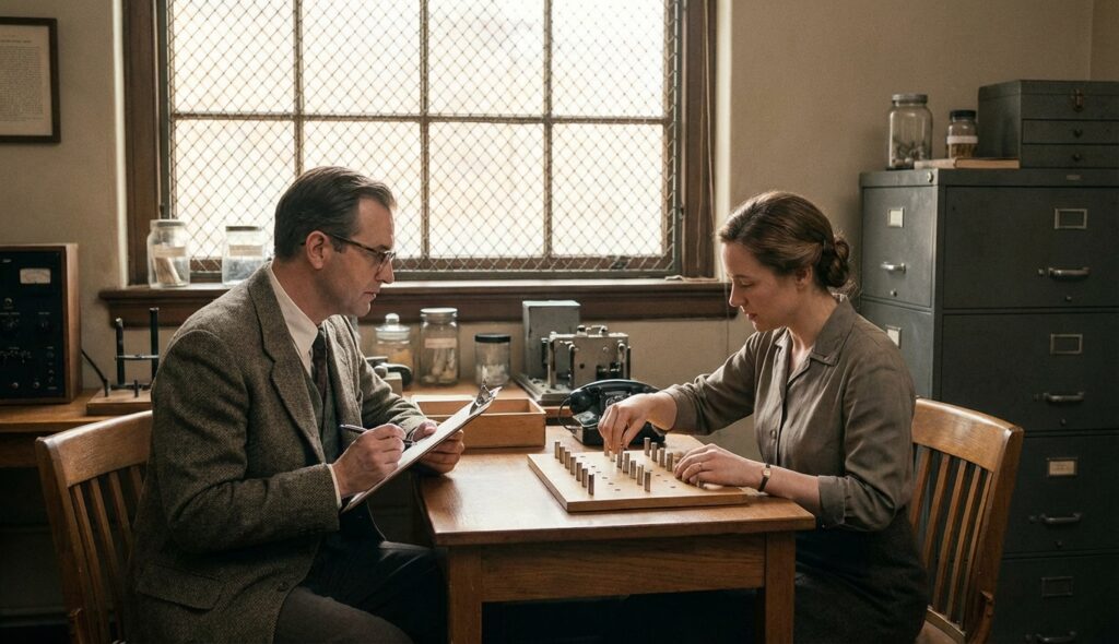 Disonancia cognitiva: por qué nos mentimos a nosotros mismos 3 Laboratorio de psicología de los años 50 con investigador y participante