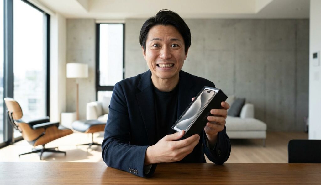 Disonancia cognitiva: por qué nos mentimos a nosotros mismos 6 Persona desempaquetando un gadget de lujo en un entorno moderno