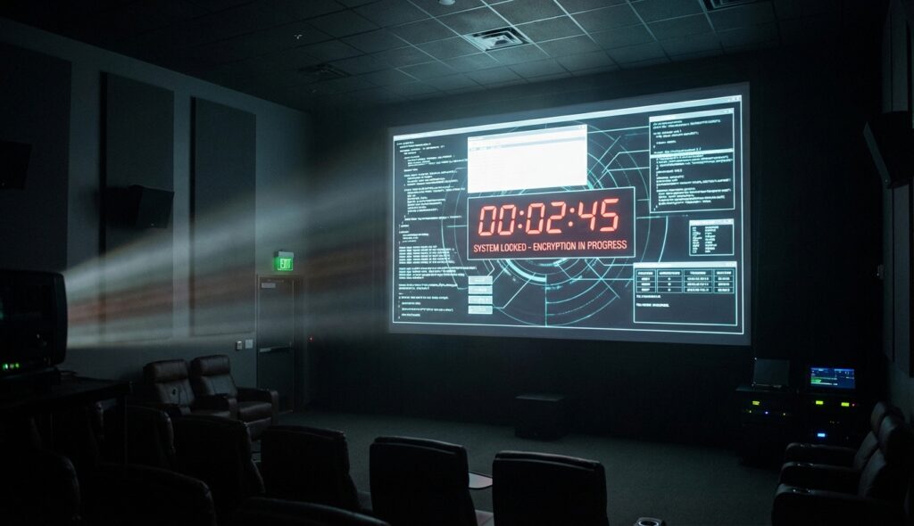 Interfaz de activación de llave KDM en proyector de cine