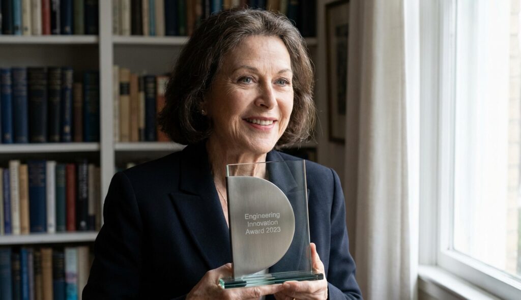 Hedy Lamarr recibiendo un reconocimiento de ingeniería