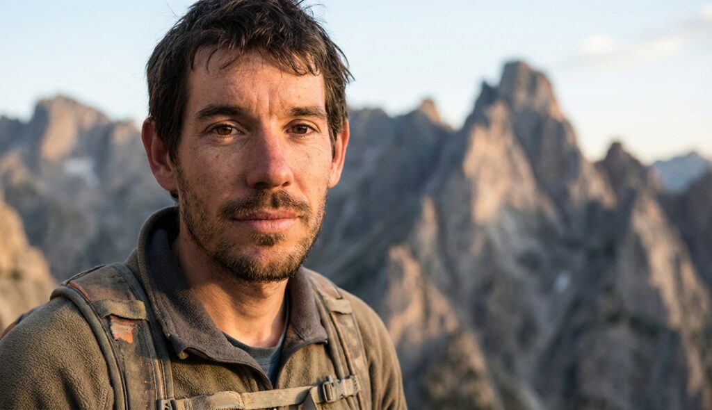 Retrato de Alex Honnold escalador profesional