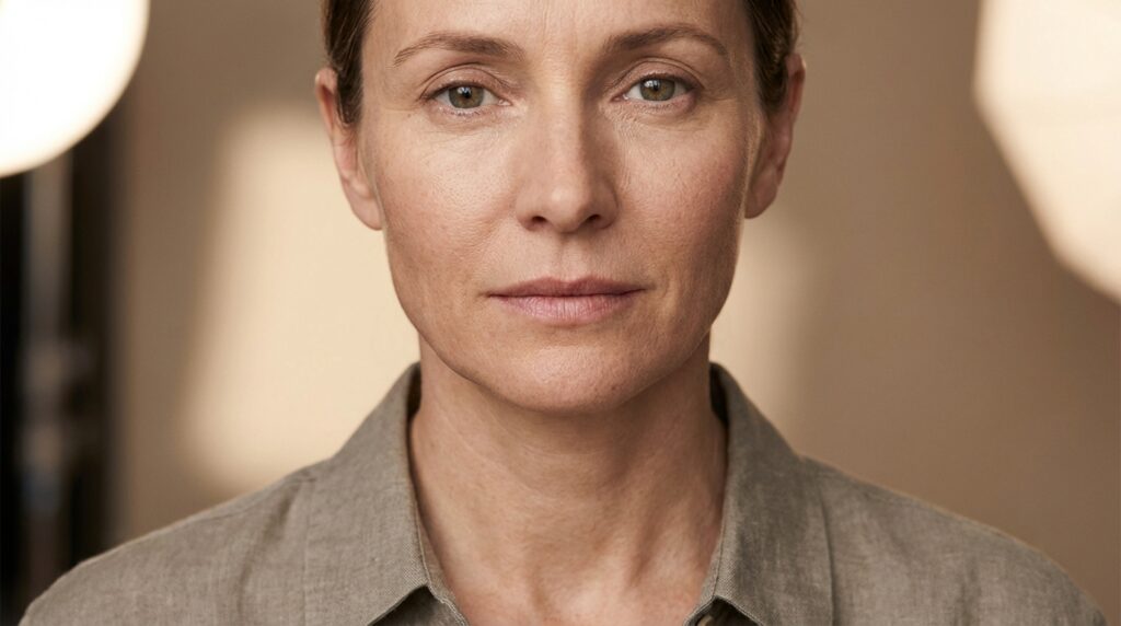 Retrato de rostro humano con iluminación simétrica