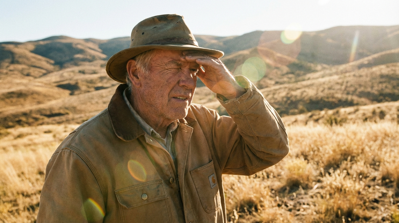 Persona entrecerrando los ojos ante un paisaje soleado brillante. Fotosensibilidad.