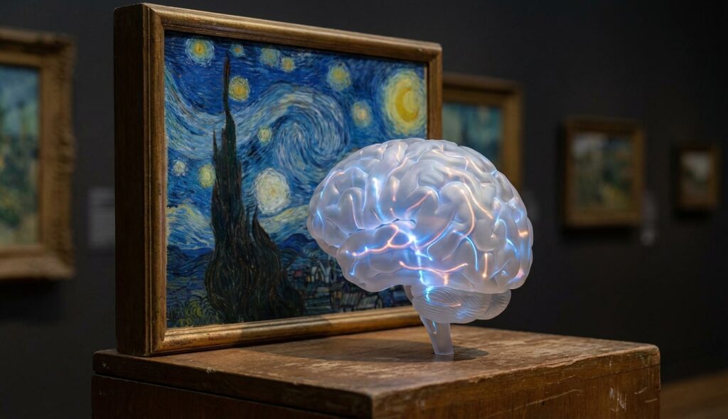 La mirada de la Mona Lisa: El secreto científico revelado 6 Representación artística del cerebro procesando una obra de arte