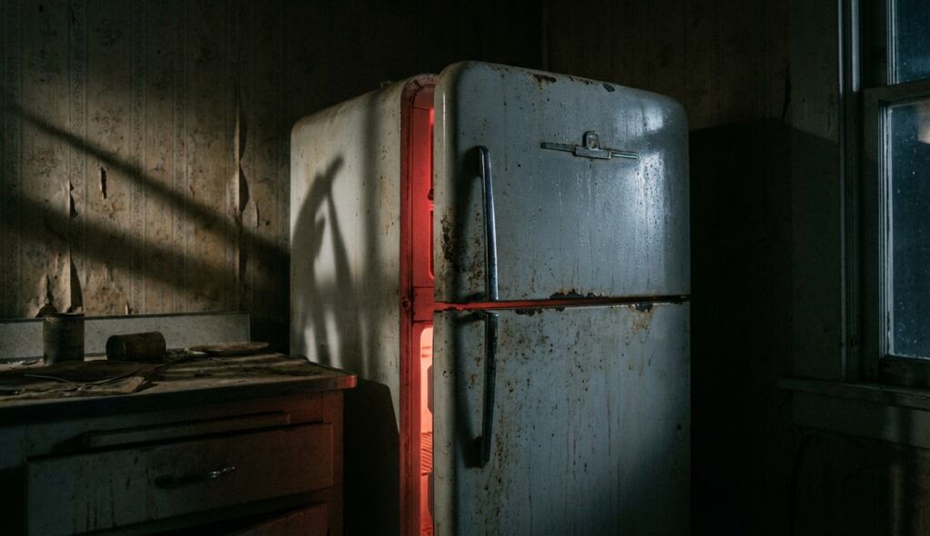 Issei Sagawa: El caníbal japonés que se volvió celebridad 3 Refrigerador antiguo en una cocina oscura y tétrica