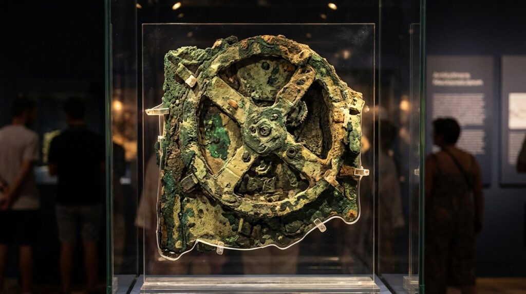 Mecanismo de Anticitera - Artefacto original de bronce oxidado recuperado del mar