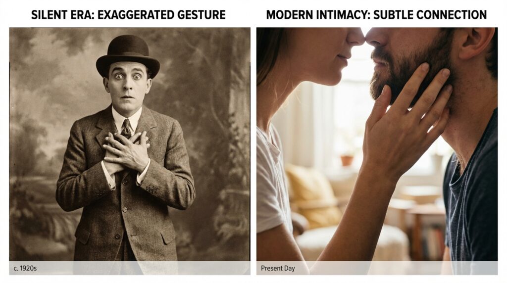 Cine sonoro: El increíble cambio que transformó la actuación 5 cine-sonoro - Comparación entre actuación exagerada del cine mudo y naturalismo sonoro