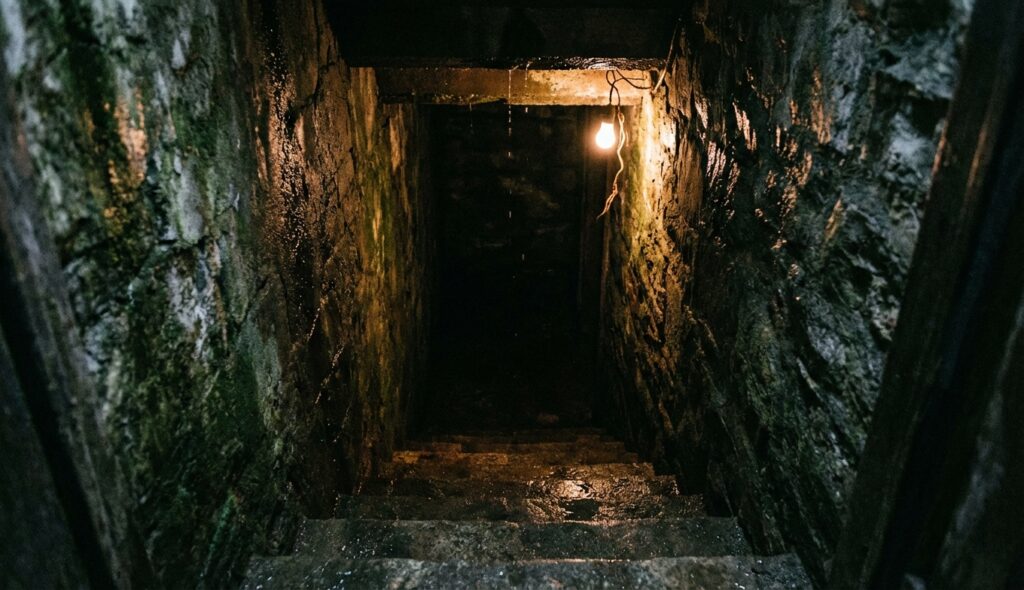 El caso Sylvia Likens: El secreto más oscuro de Indiana 4 El caso Sylvia Likens - escaleras de sótano aterradoras que bajan a la oscuridad