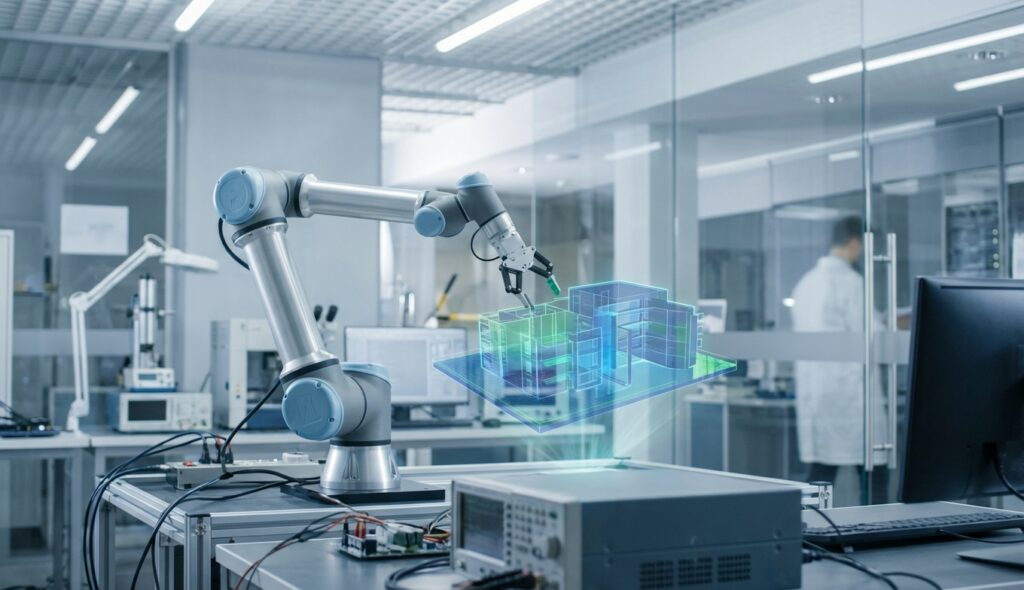 Genie 3 - brazo robótico entrenando en un entorno virtual interactivo