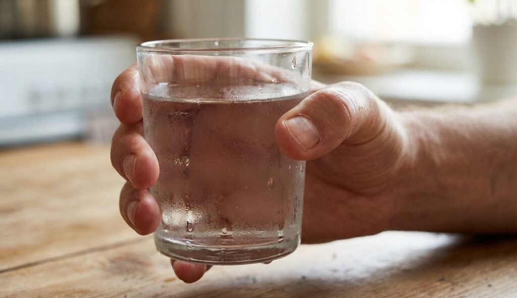 Huellas dactilares: el secreto revelado de tu identidad 4 huellas dactilares - mano sosteniendo un vaso húmedo mostrando el funcionamiento del agarre