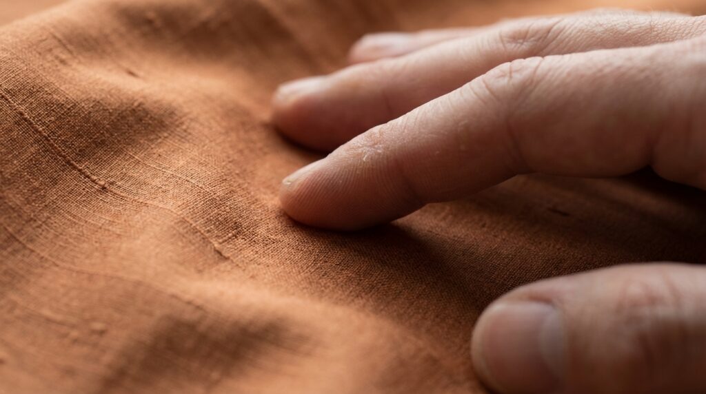 Huellas dactilares: el secreto revelado de tu identidad 5 huellas dactilares - dedo tocando una superficie de seda para mostrar la sensibilidad táctil