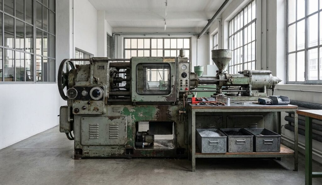 Historia de Lego: El increíble origen de las piezas 3 historia de Lego - primera máquina de moldeo por inyección de la fábrica