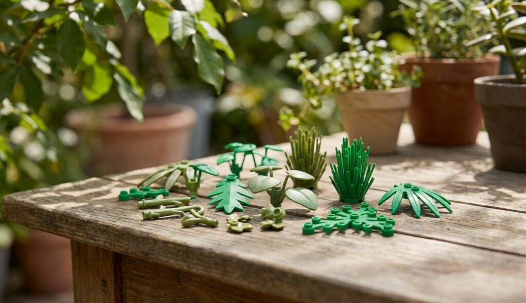 Historia de Lego: El increíble origen de las piezas 6 historia de Lego - piezas de plantas sostenibles sobre fondo verde