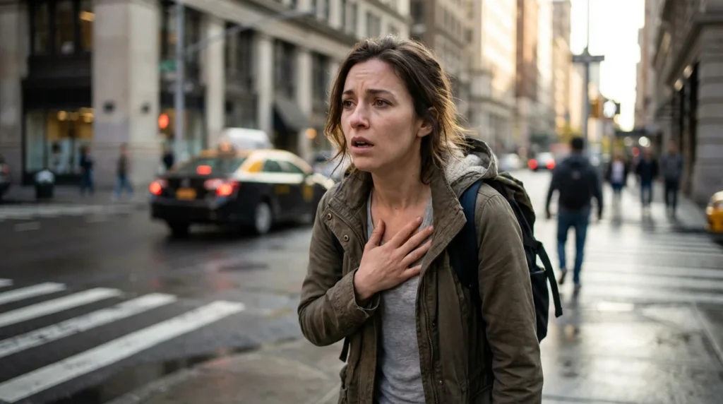 inmortalidad cuántica - persona aliviada tras evitar un accidente por suerte