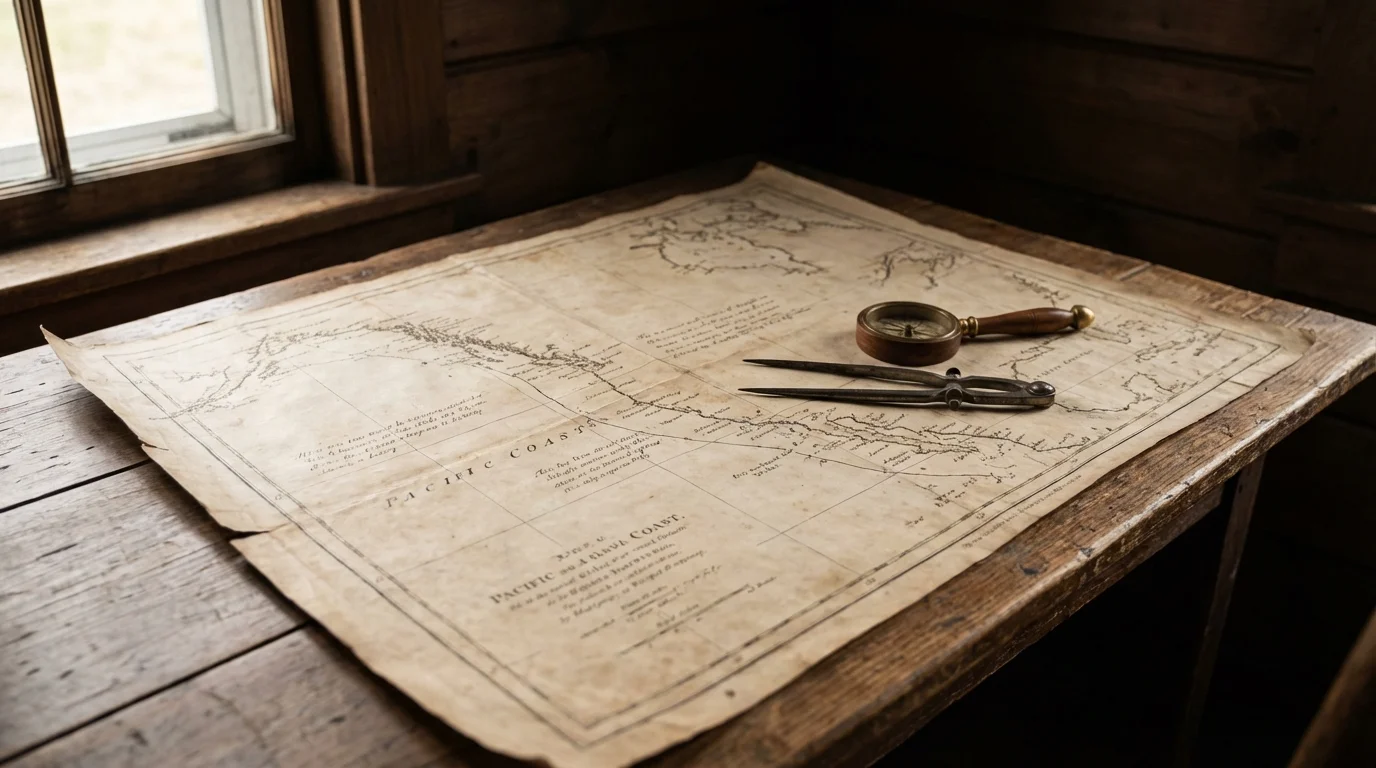 independencia de México - Mapa antiguo mostrando la ruta naval desde Chile hasta las costas mexicanas