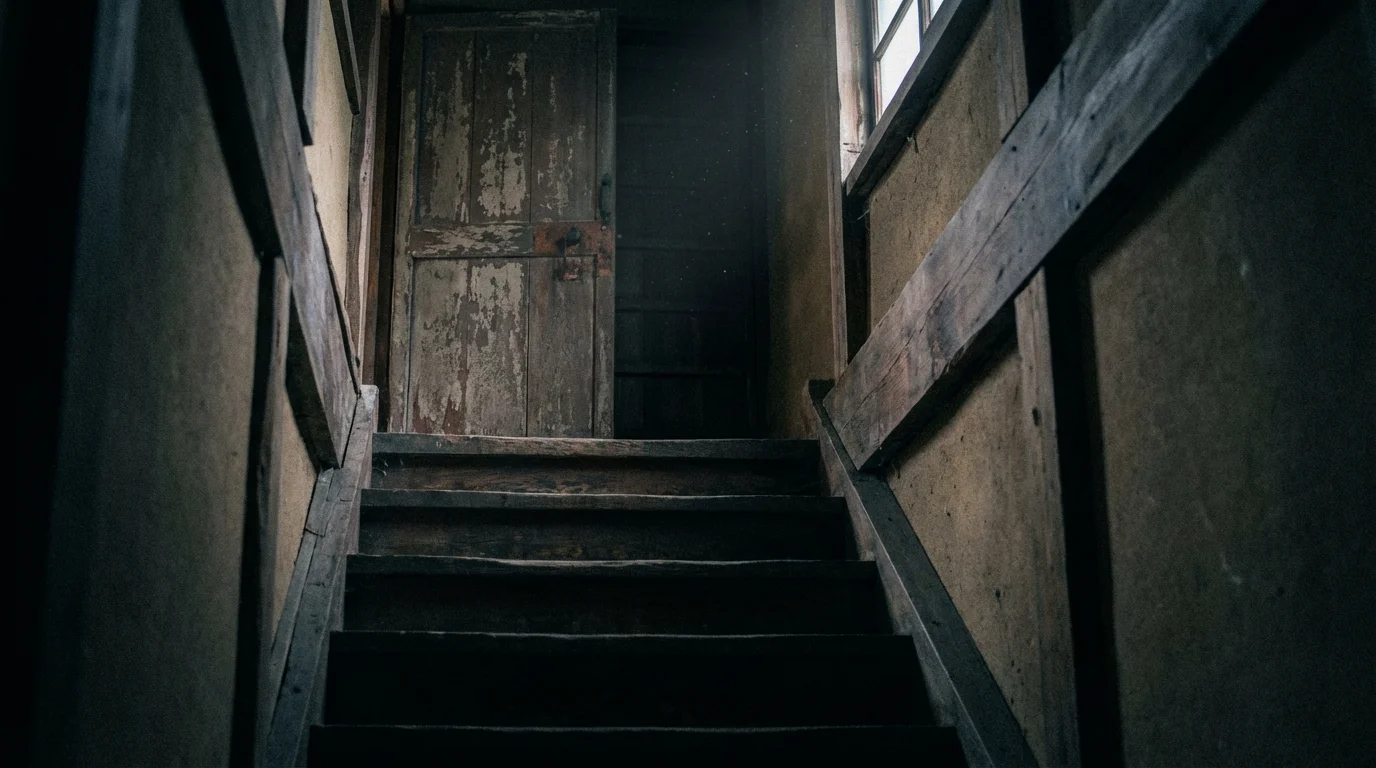 la desaparición de Fusako Sano - escalera oscura hacia la habitación del cautiverio